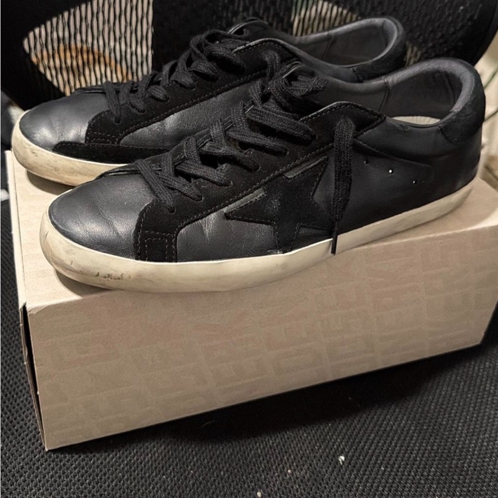 Black Leather Men's Sneakers